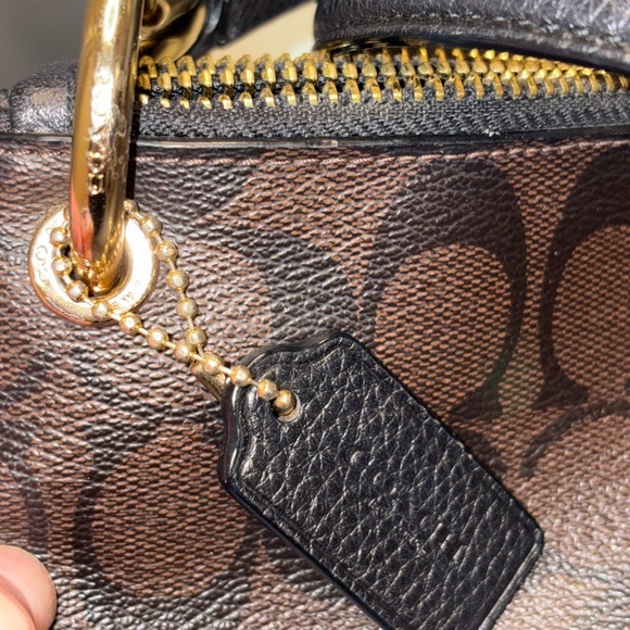 Coach Mia Crossbody Signature Canvas Brown Black Gold F76646 EUC - Picture 10 of 13